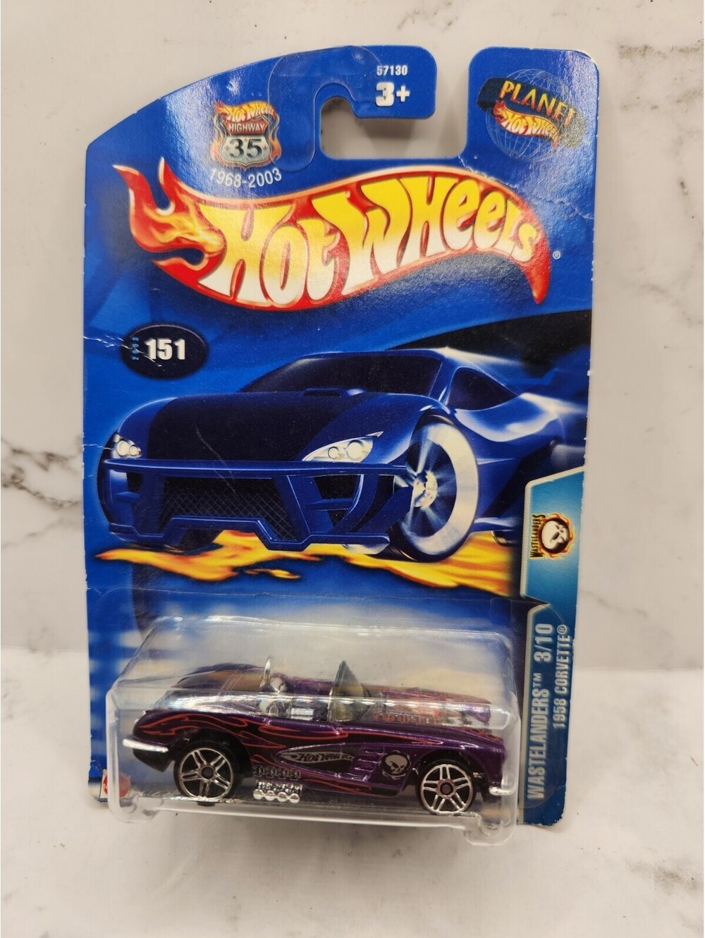 🔥2003 Hot Wheels #151 Wastelanders 3/10 1958 CORVETTE Purple C6🔥